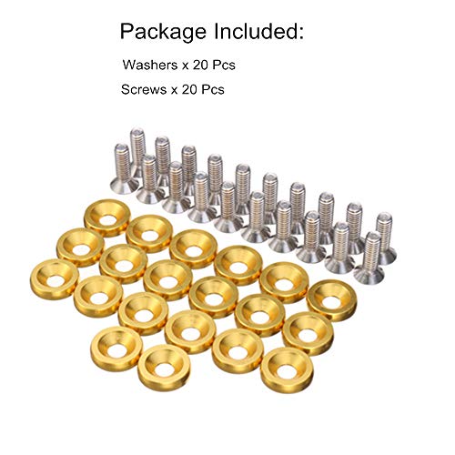 OUHL 20PCS Aluminum Bumper Fender Washer M6 T6 Grade CNC Billet Engine Bay Dress Up Kit (Gold) - Image 2