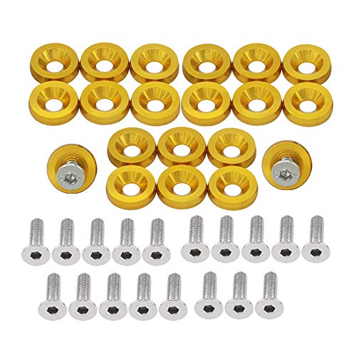 OUHL 20PCS Aluminum Bumper Fender Washer M6 T6 Grade CNC Billet Engine Bay Dress Up Kit (Gold) - Image 1