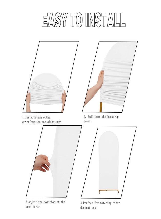 Peomeise 6.6FT Wedding Arch Cover，White Arch Backdrop Cover Stretchy Spandex Backdrop Stand Covers for Birthday Party Ceremony Banquet Decor(79.2" L x 39.6" W) - Image 3