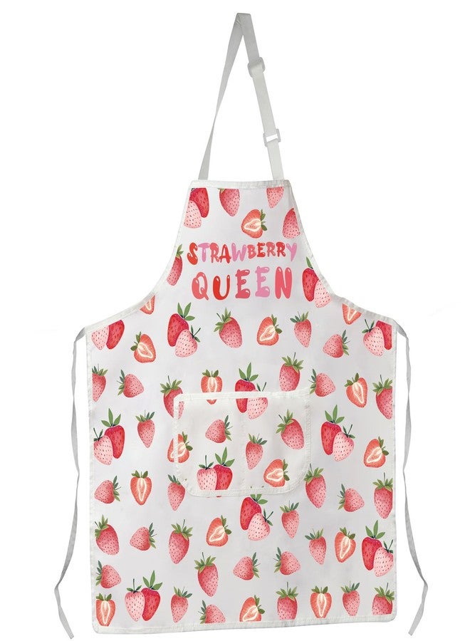 PXTIDY Strawberry Queen Kitchen Apron Strawberry Lover Gift Strawberry Fruitarian Gift Berry Fruit Apron With Pocket Waterproof (1.STRAWBERRY QUEEN APRON) - Image 1