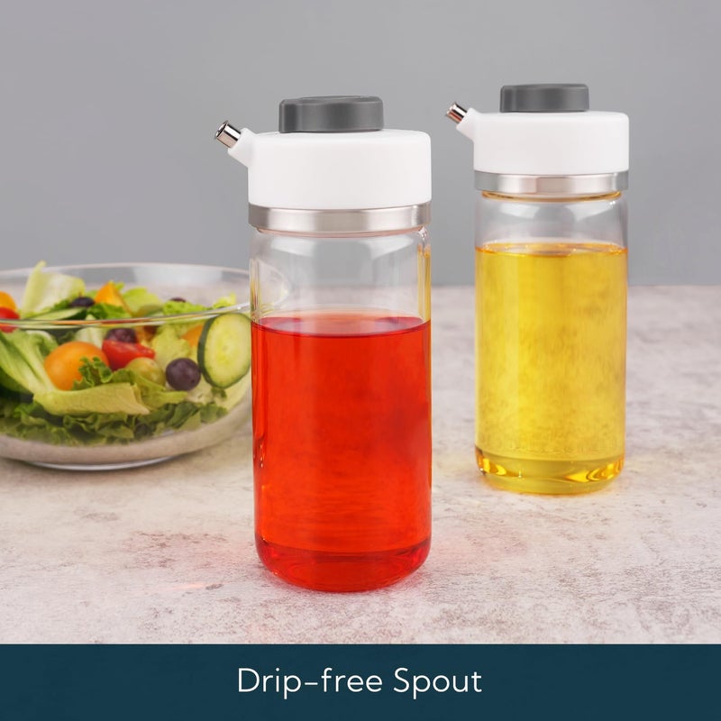 KITCHENDAO Precision Pour Glass Oil Dispenser with 3 Modes, Drip-free Spout, Two Adjustable Flowing Speed, 12 oz Vinegar Dispenser Bottle for Kitchen, Borosilicate Glass Olive Oil Bottle for Cooking - Image 3