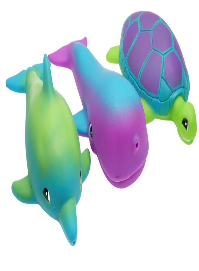 JA-RU Cute Sea Animal Bath Toys - Water Squirter for Kids (3 Water Squirters Assorted) Turtle, Dolphin, & Whale Water Toys, Pool Party Favors, Classroom Prizes. 4012-3s - Image 1