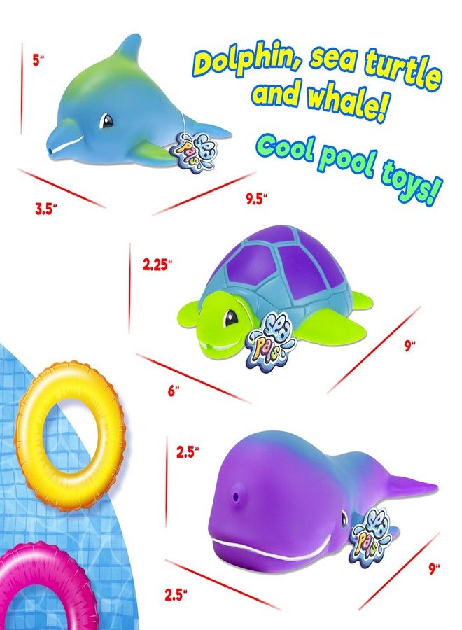 JA-RU Cute Sea Animal Bath Toys - Water Squirter for Kids (3 Water Squirters Assorted) Turtle, Dolphin, & Whale Water Toys, Pool Party Favors, Classroom Prizes. 4012-3s - Image 2