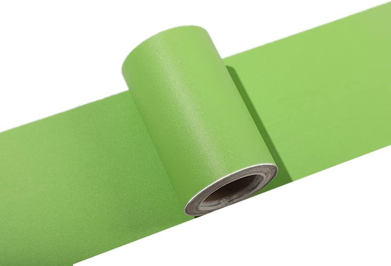 N/B Self Adhesive Solid Color Frosted Wallpaper Border Stick Waterproof Wall Border Easy to Apply Kitchen Bathroom Tiles Sticker 4 x 196inch (Green) - Image 4