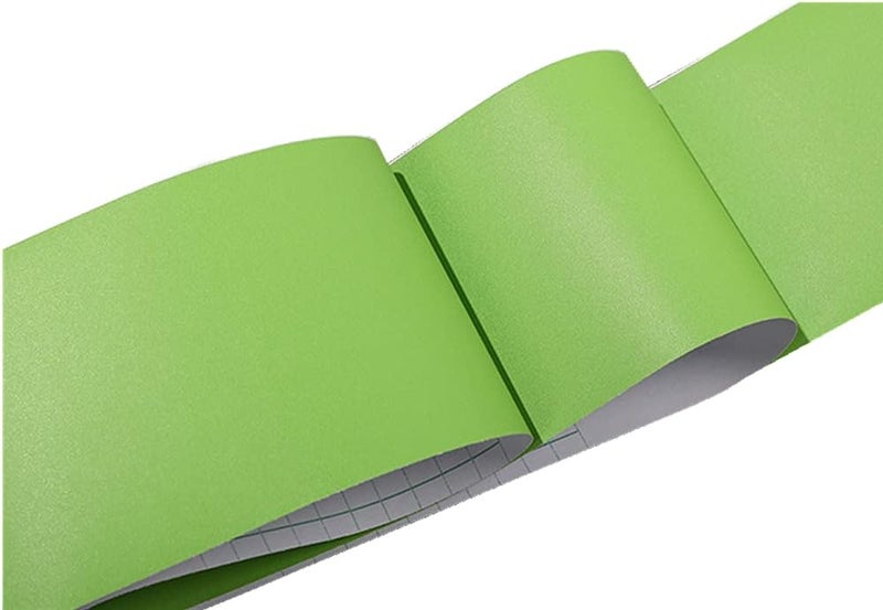 N/B Self Adhesive Solid Color Frosted Wallpaper Border Stick Waterproof Wall Border Easy to Apply Kitchen Bathroom Tiles Sticker 4 x 196inch (Green) - Image 2