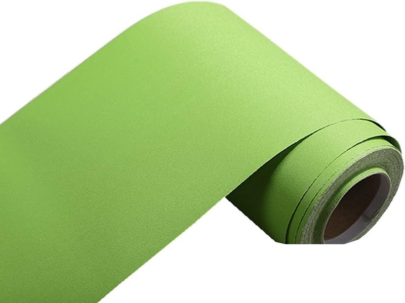 N/B Self Adhesive Solid Color Frosted Wallpaper Border Stick Waterproof Wall Border Easy to Apply Kitchen Bathroom Tiles Sticker 4 x 196inch (Green) - Image 1