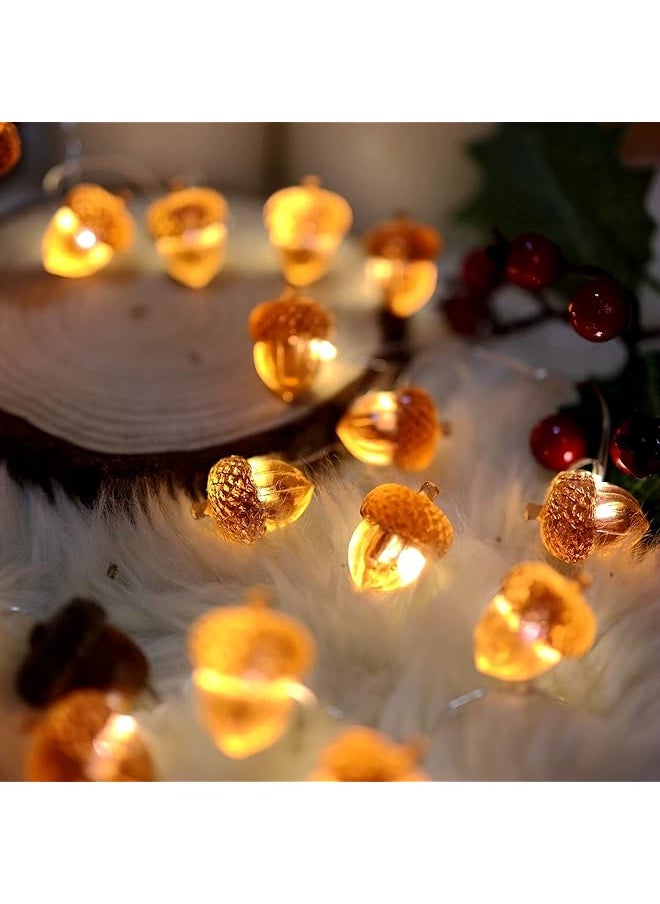 erorex - Decorative Fairy Acorn String Lights Thanksgiving Decoration Autumn Garland Cute Novelty Lights 30 Leds 10 Ft Battery Operated For Bedroom Wedding Birthday Harvest Decor - Image 1