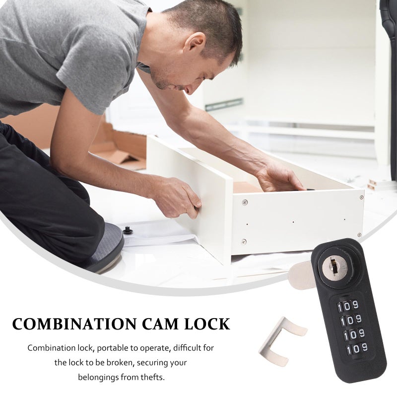 4 Digit Combination Lock for Locker Cabinet Door Vertical Steel Latch Replacement Black - Image 4