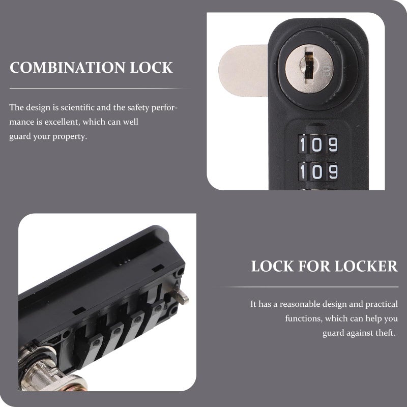 4 Digit Combination Lock for Locker Cabinet Door Vertical Steel Latch Replacement Black - Image 5