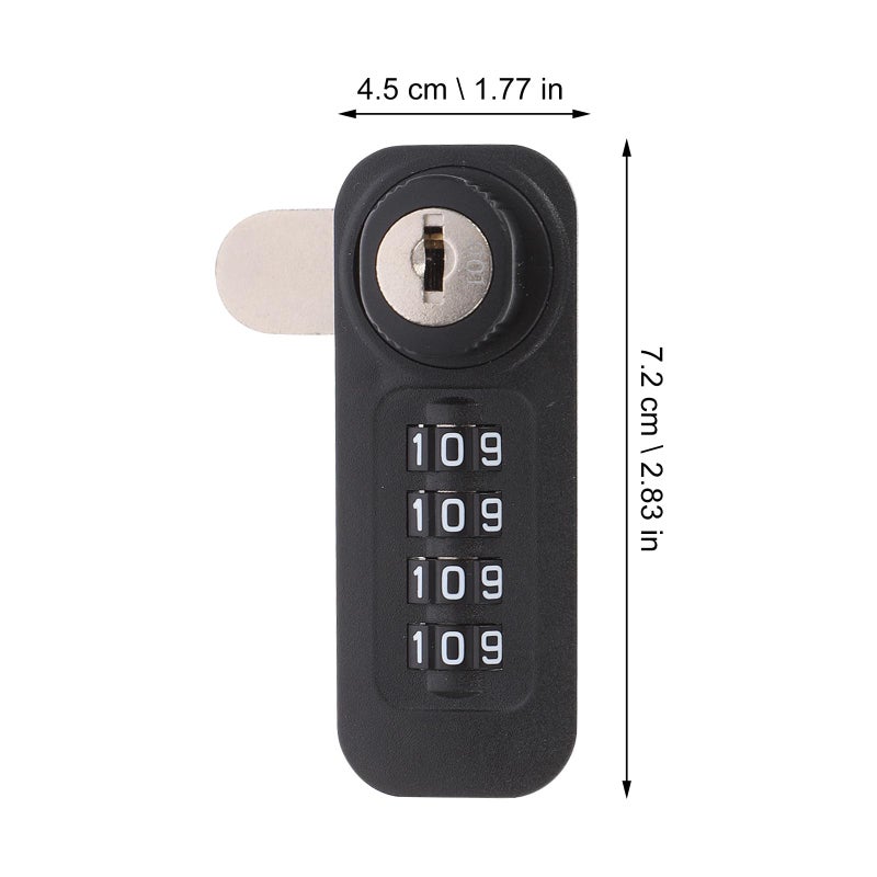4 Digit Combination Lock for Locker Cabinet Door Vertical Steel Latch Replacement Black - Image 3