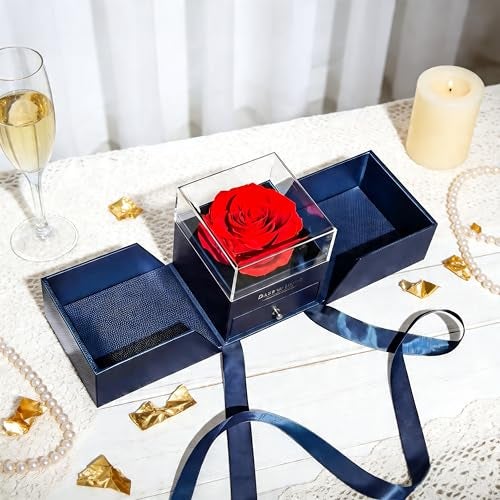 HipTree Preserved Red Real Rose -Eternal Forever Flowers Rose,Gifts for Mothe's Day Birthday Anniversary Women Mom Wife Grandma Daughter Her Christmas Valentines Day. - Image 1