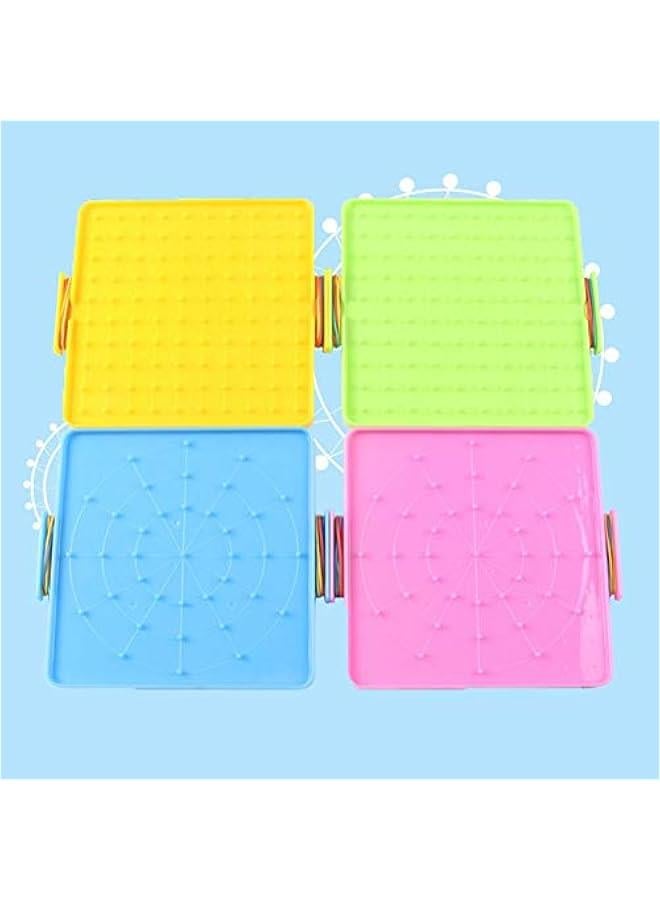 Nail Board, 16x16cm Double Sided Geoboard Nails Peg Board Elastic Bands Kids Teaching Aids - Image 2
