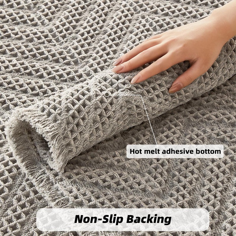 BULULOM Bathroom Runner Rug Super Absorbent Non Slip Long Bath Mat Machine Washable Boho Bathroom Rugs Quick Dry Rug Runners for Hallway Bedroom Laundry Room,Grey, 2'x 6'(24" x 72") - Image 5