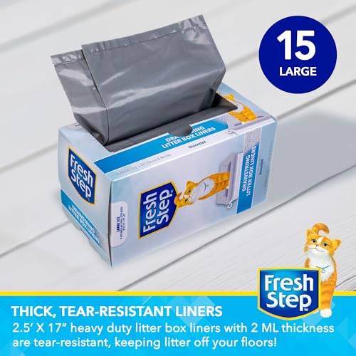 Fresh Step Drawstring Cat Litter Box Liners Unscented Heavy Duty Kitty Litter Bags for Large Oval or Rectangle Pans Helps Contain Odor and Mess Easy Lift Out Cleanup 30 x 17 in 15 Count - Image 3