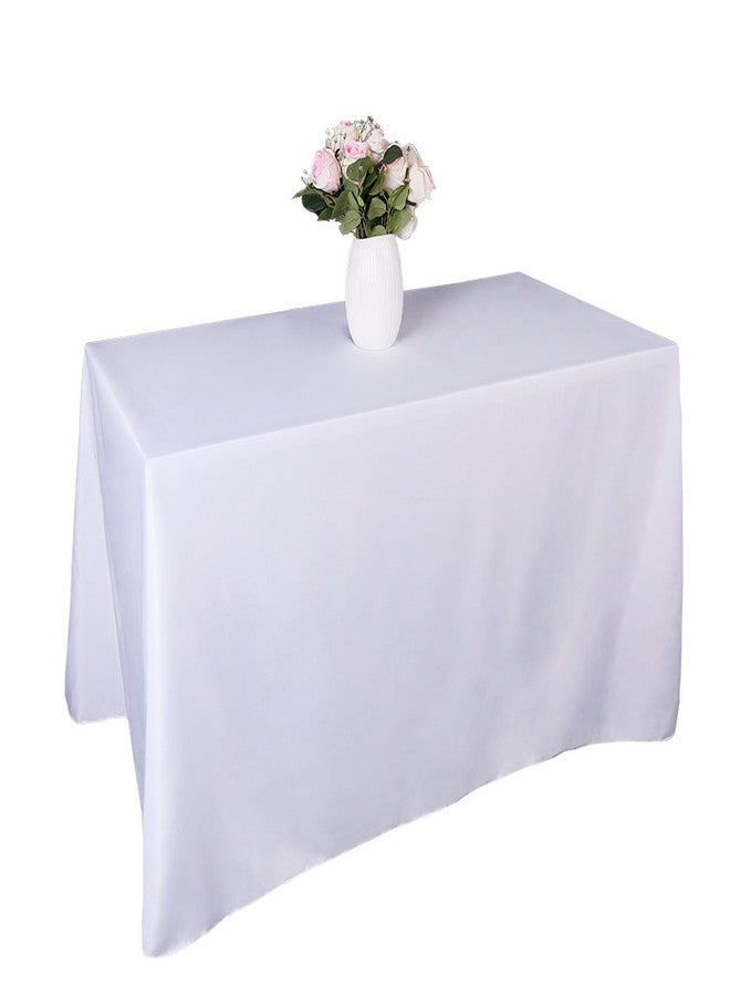 GFCC White Square Polyester Tablecloth 120 x 120 -Inch. Parties Table Decor - Image 1