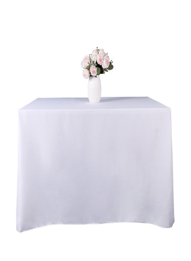 GFCC White Square Polyester Tablecloth 120 x 120 -Inch. Parties Table Decor - Image 2