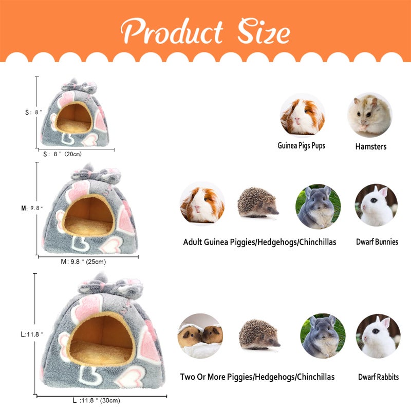 GINIDEAR Guinea Pig Bed, Guinea Pig Warm Hideout House Accessories Cozy Bed for Small Animals Hamsters Chinchillas Dwarf Bunnies Hedgehogs. M, Greyheart - Image 4
