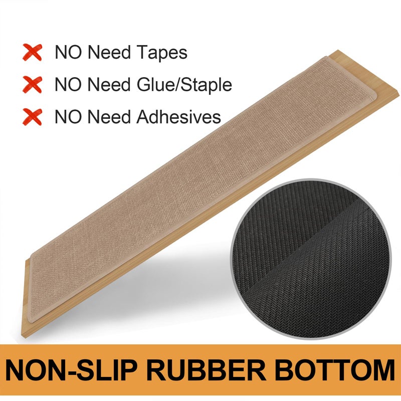 SUMLANS Stair Treads Carpet for Wooden Steps with Non Slip Rubber Backing, 100% Polyester Soft Stairs Resistant Indoor Skid Runner Safety Rugs for Kids Elders and Pets (15, Camel, 30" * 8") - Image 2