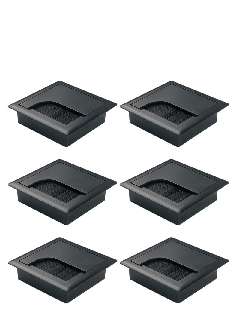 Cable Grommet,  6PCS Computer Desktop Decorative Cable Grommet Plastic Cable Grommet with Brush Grommet Cable Tidies for Home and Office Table Surface Port Hole Covers (Size: 8 * 8cm)  - Image 1