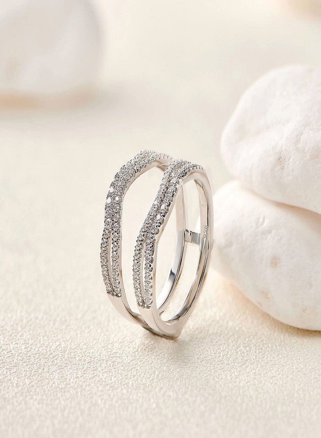 نيو شي جولري خاتم زفاف من نيوشي للمجوهرات، مُعزز لخواتم الخطوبة، مرصع بالزركونيا المكعبة، خواتم زفاف نسائية من الفضة الإسترليني عيار 925، مقاس 7 - Image 3