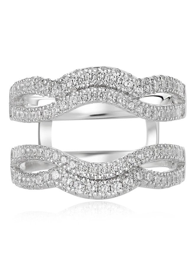 نيو شي جولري خاتم زفاف من نيوشي للمجوهرات، مُعزز لخواتم الخطوبة، مرصع بالزركونيا المكعبة، خواتم زفاف نسائية من الفضة الإسترليني عيار 925، مقاس 7 - Image 1