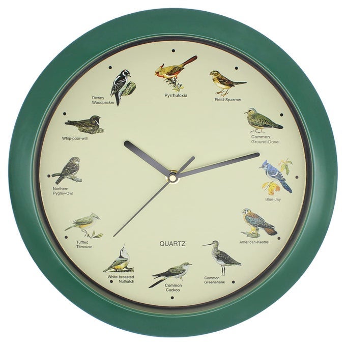 SINGING BIRD WALL CLOCK 12 INCH BIRD SINGING CLOCK FOR HOME OR OFFICE ROOM DECORATIVE GREEN