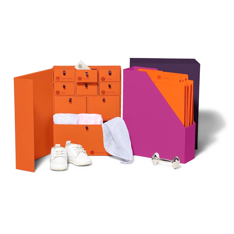 Savor | The Original Deluxe Keepsake Box | Fabric Bound Acid-Free Gender-Neutral Minimalist Newborn Keepsake and Memory Organizer with Labels | for Pregnancy, Mother's Day, Baby Shower, New Baby - Image 1