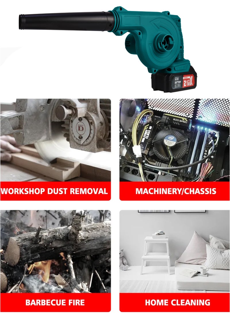 DBLEW - 500W Rechargeable 2 In 1 Blow and Suction Turbine Dust Air Blower And Vacuum Cleaner Aspirator Leaf Blower for Garden Garage Computers Car Drying Industrial Grade Machine Power Tool Quick Cleaning - Image 1