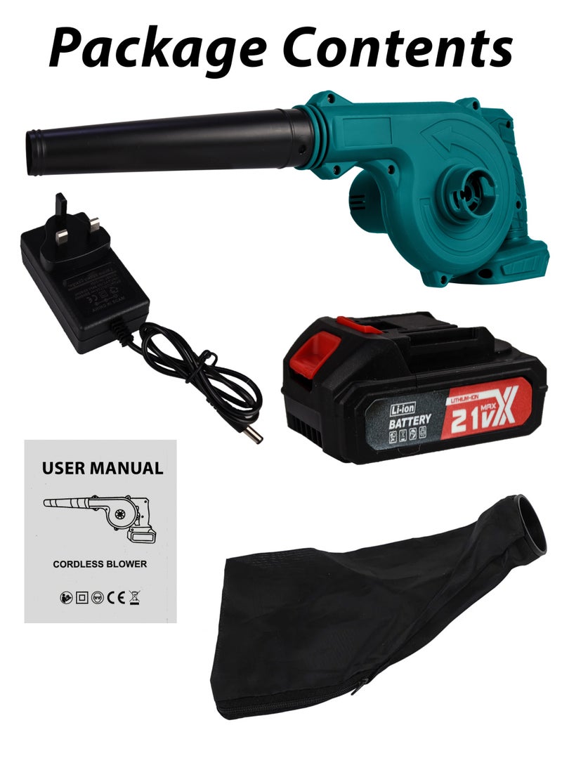 DBLEW - 500W Rechargeable 2 In 1 Blow and Suction Turbine Dust Air Blower And Vacuum Cleaner Aspirator Leaf Blower for Garden Garage Computers Car Drying Industrial Grade Machine Power Tool Quick Cleaning - Image 1