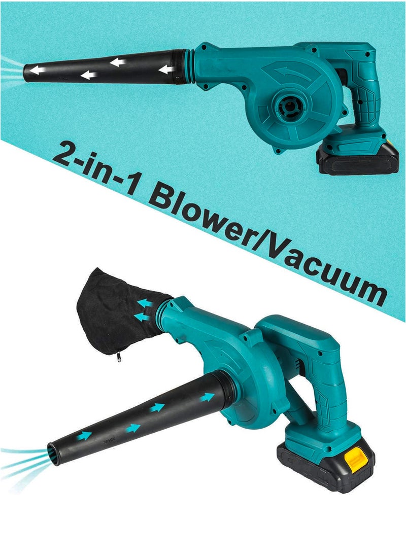 DBLEW - 500W Rechargeable 2 In 1 Blow and Suction Turbine Dust Air Blower And Vacuum Cleaner Aspirator Leaf Blower for Garden Garage Computers Car Drying Industrial Grade Machine Power Tool Quick Cleaning - Image 1
