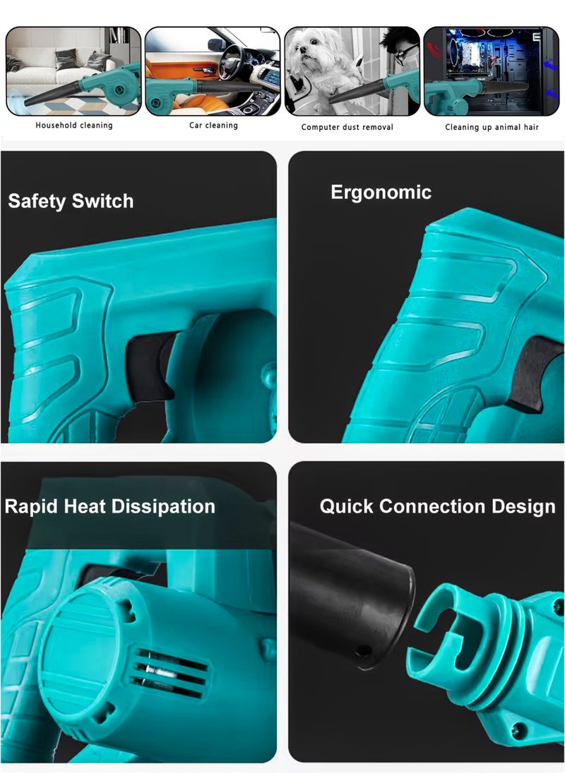 DBLEW - 500W Rechargeable 2 In 1 Blow and Suction Turbine Dust Air Blower And Vacuum Cleaner Aspirator Leaf Blower for Garden Garage Computers Car Drying Industrial Grade Machine Power Tool Quick Cleaning - Image 1