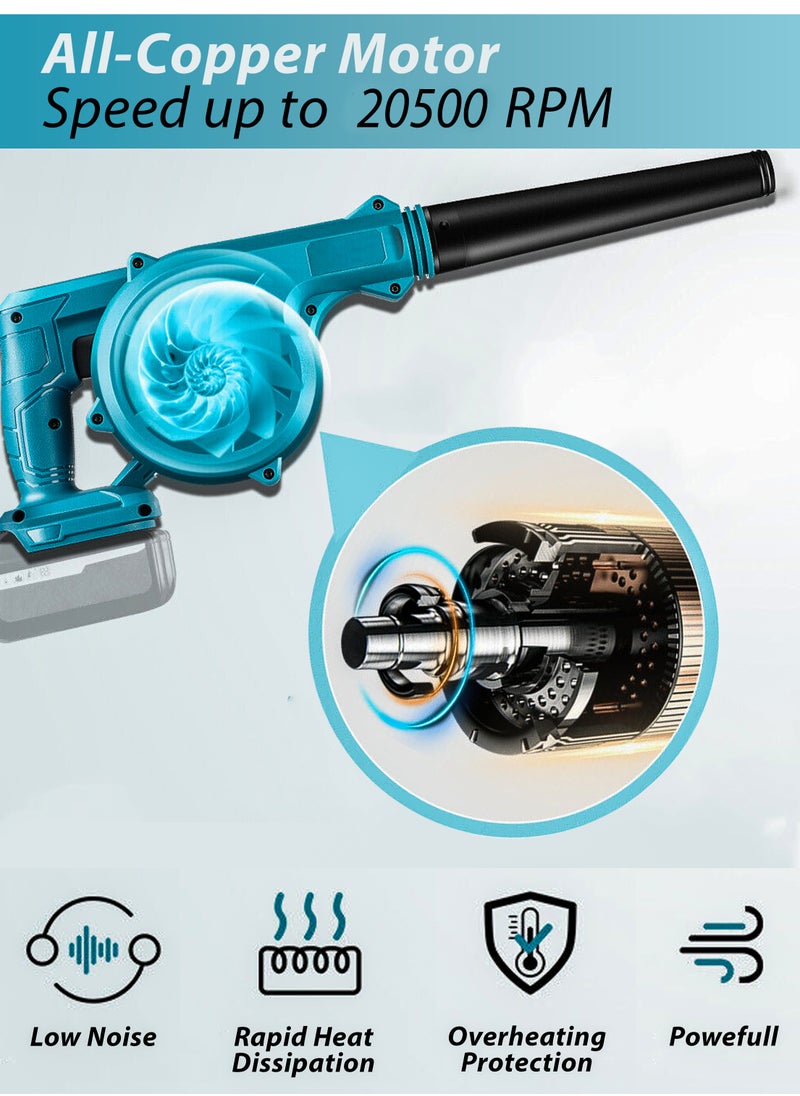 DBLEW - 500W Rechargeable 2 In 1 Blow and Suction Turbine Dust Air Blower And Vacuum Cleaner Aspirator Leaf Blower for Garden Garage Computers Car Drying Industrial Grade Machine Power Tool Quick Cleaning - Image 1