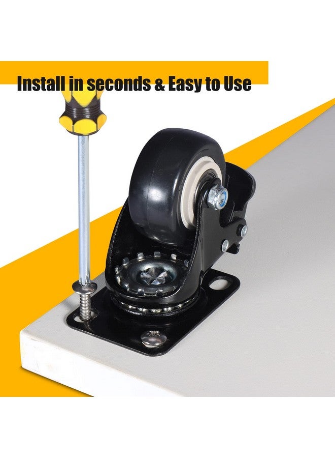 QNCZ 2" Caster Wheels, Casters Set of 4 Heavy Duty but Silent, Excellent Locking Casters with Polyurethane (PU) Wheels, Swivel Plate Castor Wheels for Cart, Furniture, Workbench - Image 5