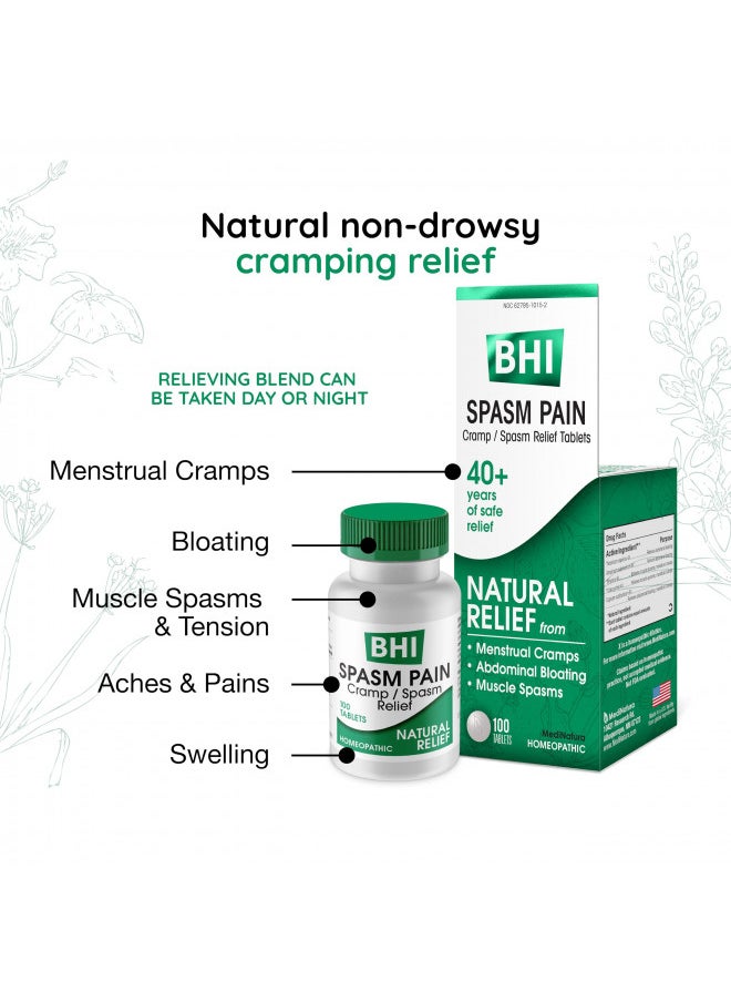 BHI Spasm Natural Relaxer Relief for Menstrual Cramps, Bloating, Aches & Muscle Spasms 5 Active Homeopathic Ingredients Naturally Soothe Whole Body Discomfort for Women - 100 Tablets - pzsku/Z942A3E00285DC236DFB1Z/45/_/1728157834/a8af7908-db56-460a-820f-c28e76858198