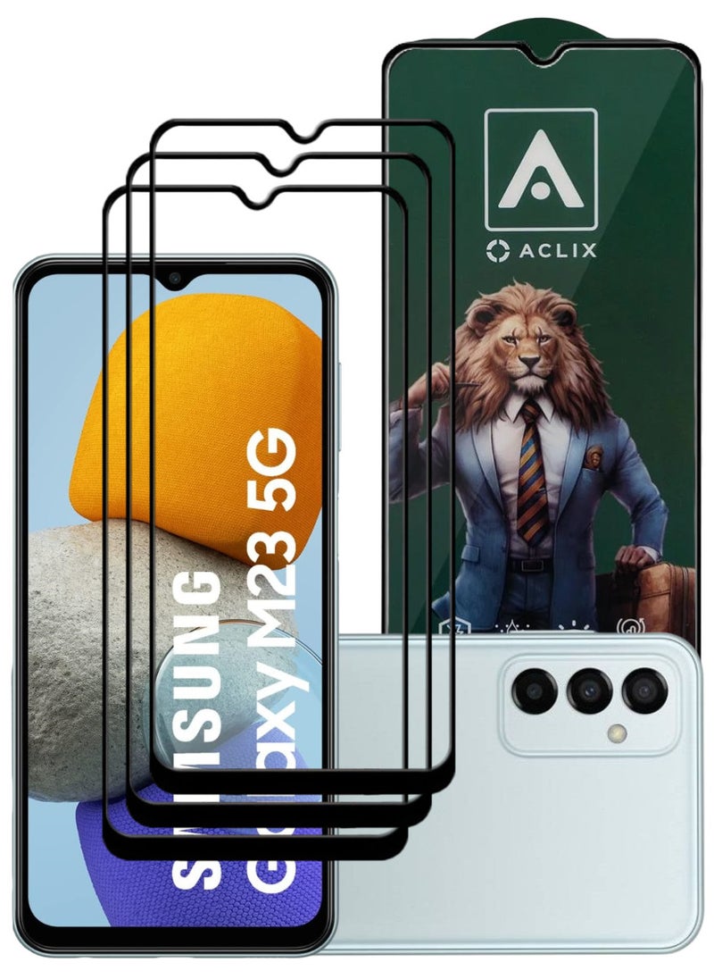 ACLIX 3 Pieces Antistatic ESD Dustproof Premium Quality High Definition Tempered Glass Screen Protector Designed For Samsung Galaxy M23 - Image 1