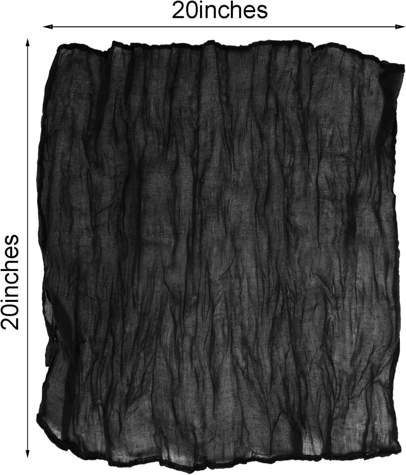 Nydotd 6pcs Halloween Cheesecloth Napkins 20 x 20 Inch Boho Dinner Napkins Wrinkled Rustic Linen Table Decorative Cloth Napkins for Wedding Party Baby Shower Family Everyday Use Easter Black - Image 2