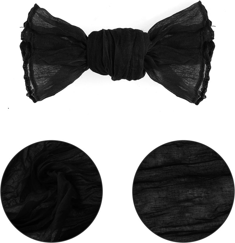 Nydotd 6pcs Halloween Cheesecloth Napkins 20 x 20 Inch Boho Dinner Napkins Wrinkled Rustic Linen Table Decorative Cloth Napkins for Wedding Party Baby Shower Family Everyday Use Easter Black - Image 3