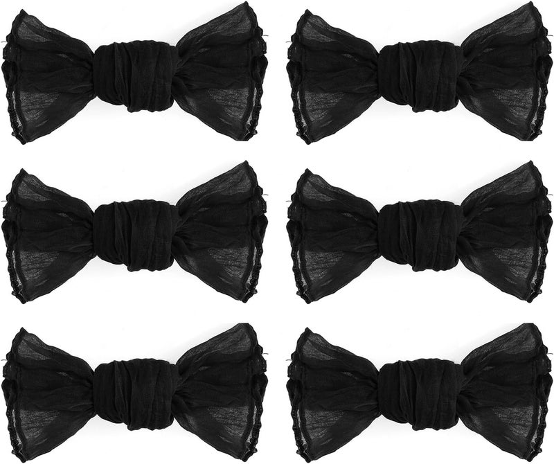 Nydotd 6pcs Halloween Cheesecloth Napkins 20 x 20 Inch Boho Dinner Napkins Wrinkled Rustic Linen Table Decorative Cloth Napkins for Wedding Party Baby Shower Family Everyday Use Easter Black - Image 4