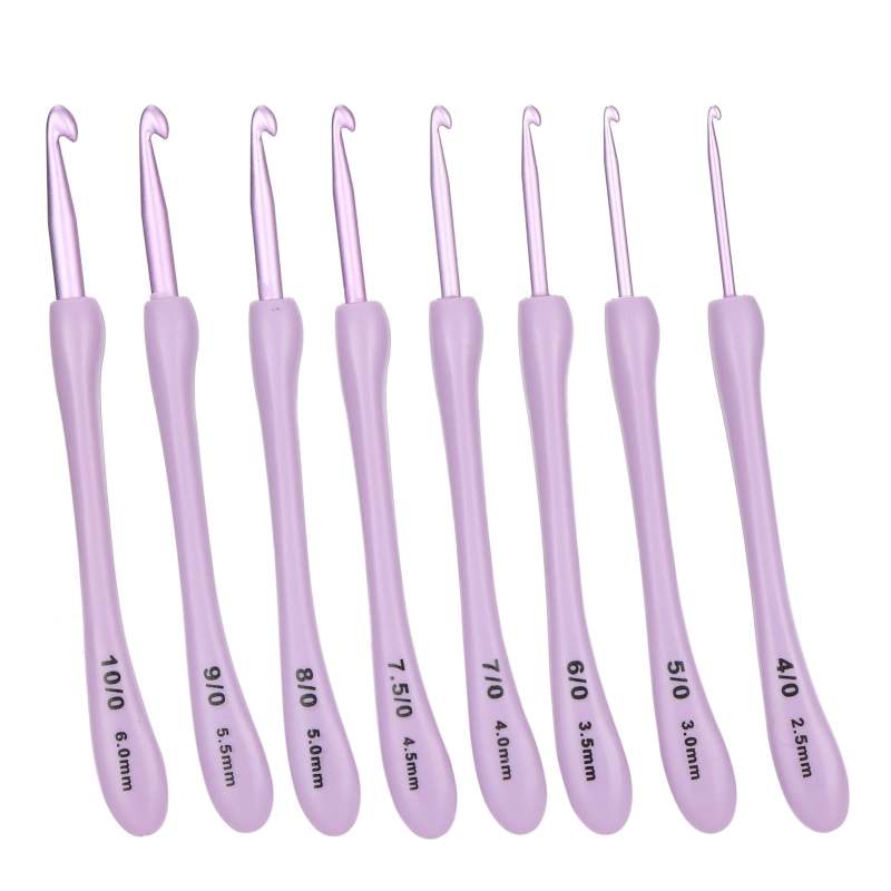 Crochet Hooks Set 15cm Purple Professional Aluminum Ergonomic Handles - Lightweight Compact Starter Kit for Beginners Travel DIY Yarn Crafts - Image 2