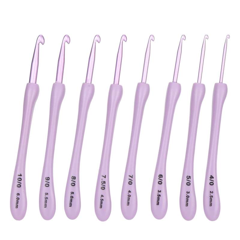 Crochet Hooks Set 15cm Purple Professional Aluminum Ergonomic Handles - Lightweight Compact Starter Kit for Beginners Travel DIY Yarn Crafts - Image 3