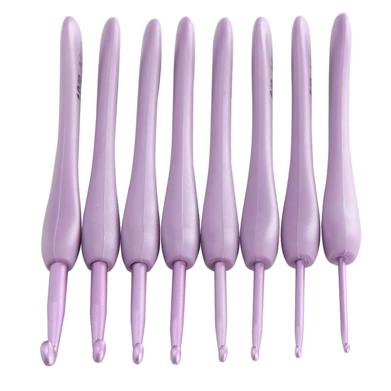 Crochet Hooks Set 15cm Purple Professional Aluminum Ergonomic Handles - Lightweight Compact Starter Kit for Beginners Travel DIY Yarn Crafts - Image 4