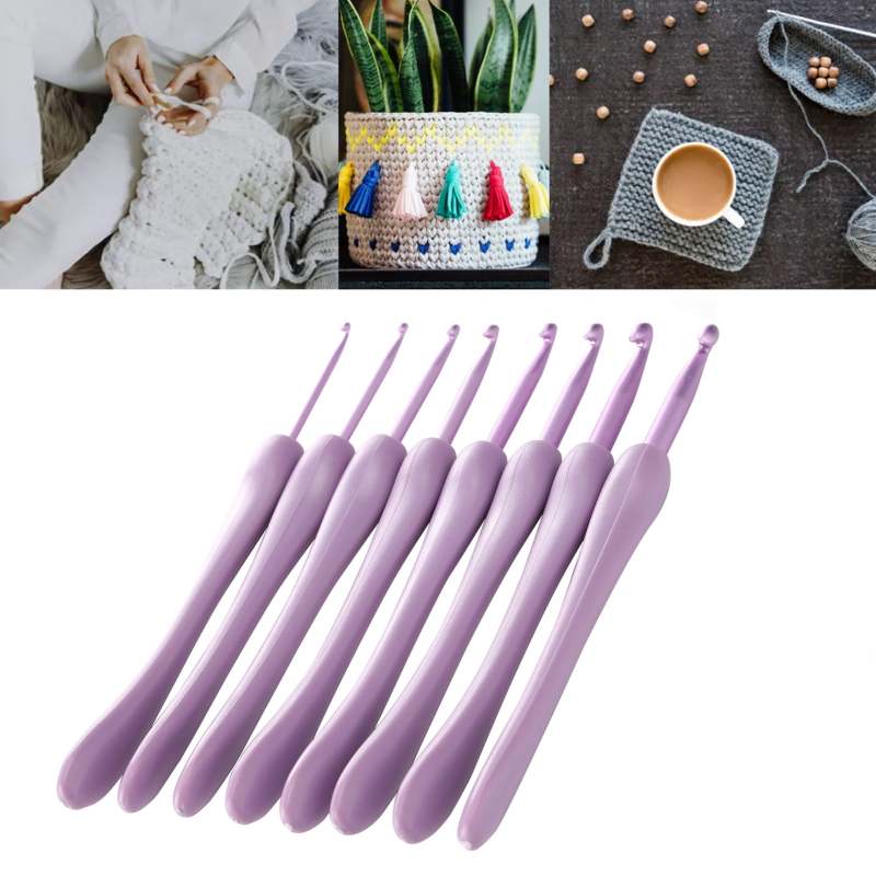 Crochet Hooks Set 15cm Purple Professional Aluminum Ergonomic Handles - Lightweight Compact Starter Kit for Beginners Travel DIY Yarn Crafts - Image 5