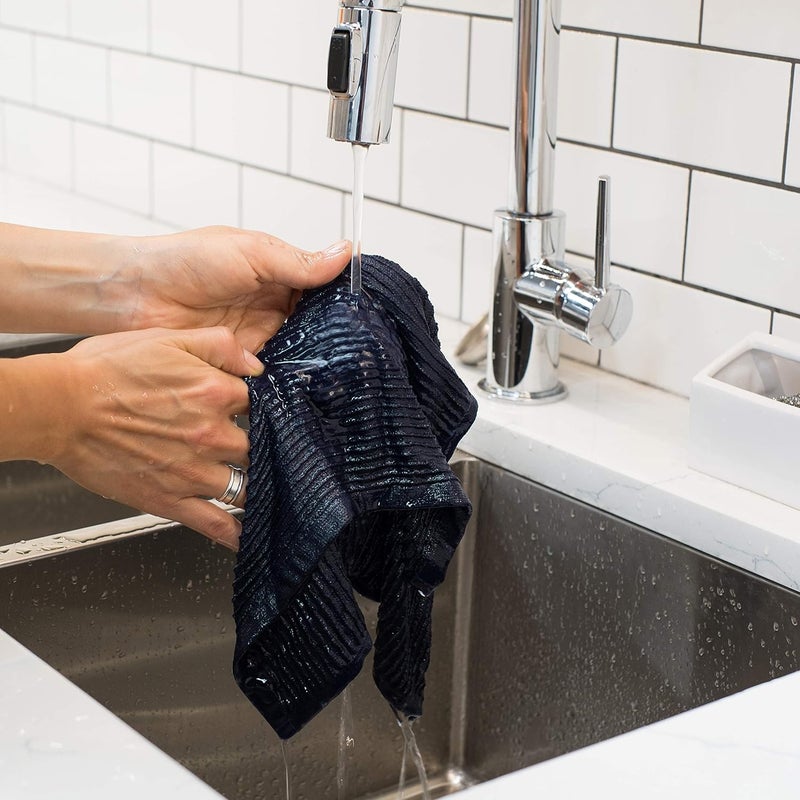 Now Designs Ripple Kitchen Dishcloth, Set of 4, Indigo Blue - Image 5