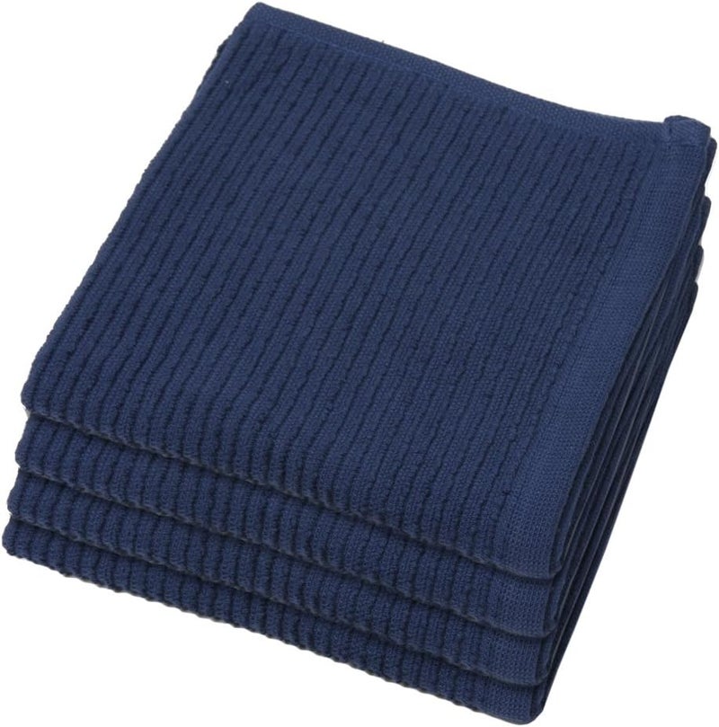 Now Designs Ripple Kitchen Dishcloth, Set of 4, Indigo Blue - Image 1