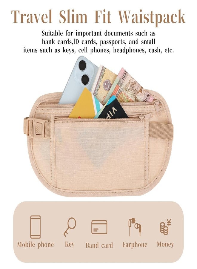 HMV MALL Upgraded Money Belt for Travel Hidden RFID Security Pouch Anti-Theft Passport Fanny Pack for Men&Women Present Gift money pouches for cash small travel money pouch under clothes for men Khaki - Image 4