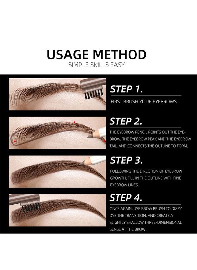 Menow - 2 Packs Eyebrow Pencils with Soft Brush 2-in-1 Long-lasting Water-proof Sweat-proof Brow Pencil and Brow Brush Eyebrow Shaping and Filling Pencil Makeup Tool (Brown) - Image 1