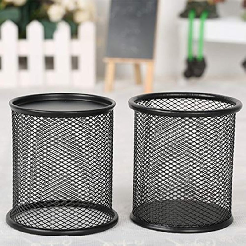 LAUER COSMETIC Nantu Mesh Pen Holder,Wire Metal Pencil Holder, for Desk Office Pen Organizer Black,Pen Cup Stationery Container Durable Pencil Case - Image 3