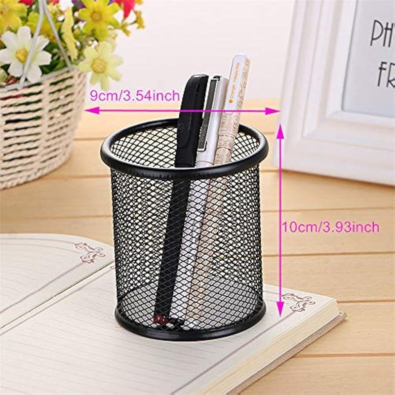 LAUER COSMETIC Nantu Mesh Pen Holder,Wire Metal Pencil Holder, for Desk Office Pen Organizer Black,Pen Cup Stationery Container Durable Pencil Case - Image 2