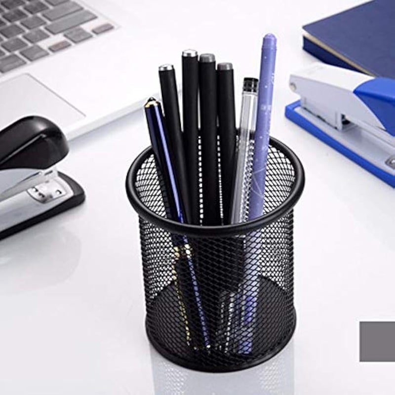 LAUER COSMETIC Nantu Mesh Pen Holder,Wire Metal Pencil Holder, for Desk Office Pen Organizer Black,Pen Cup Stationery Container Durable Pencil Case - Image 5