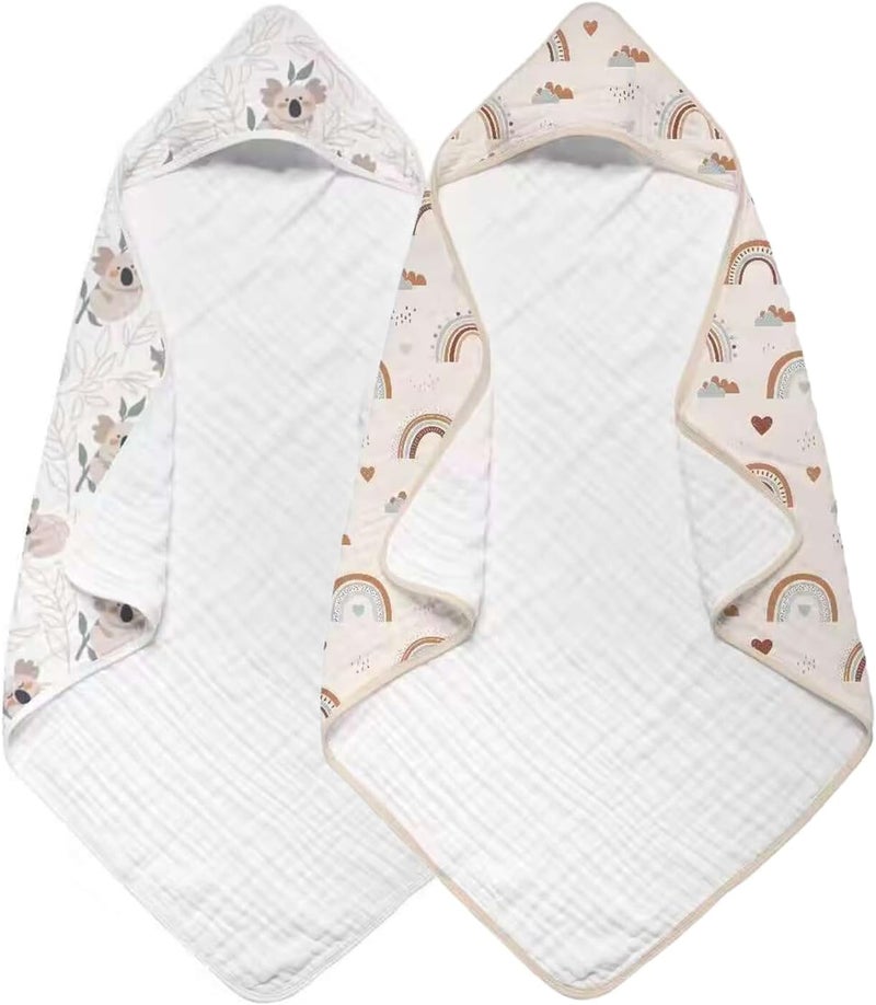 CoolaPeach Hooded Baby Towels for Newborn32x32 InchesBaby Bath Towels2PackHooded Towels for BabyInfantToddler and KidsKoala - Image 1